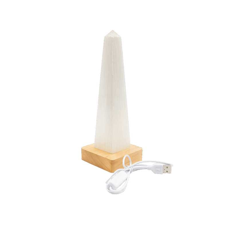 Lámpara selenita obelisco