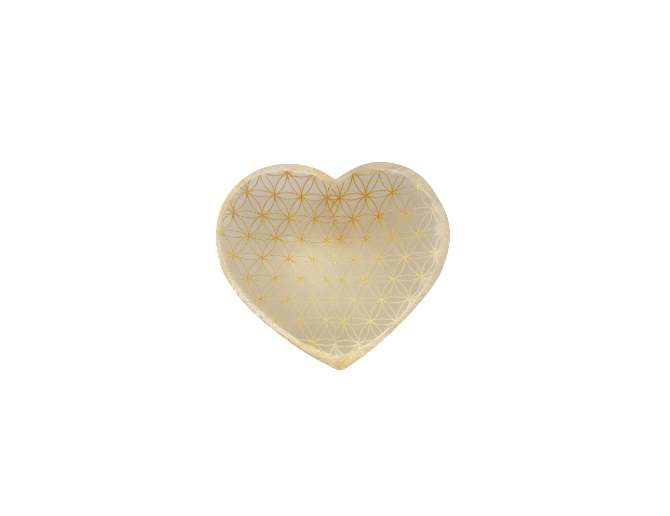 Placa de selenita corazón dorada
